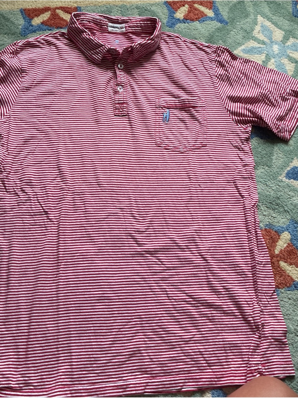 Johnnie-O Boys XL Striped Polo Shirt - Red/White